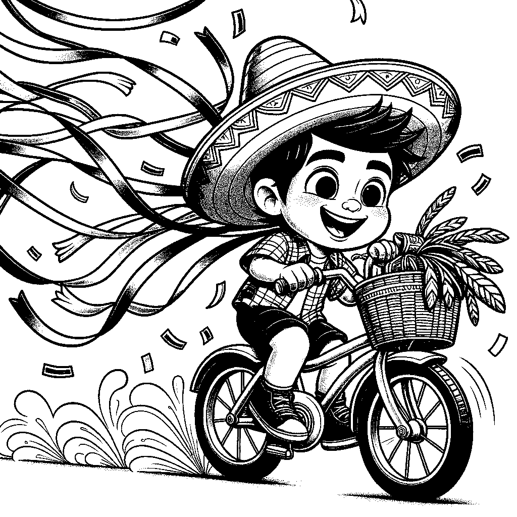 A Child Riding A Bicycle With Streamers