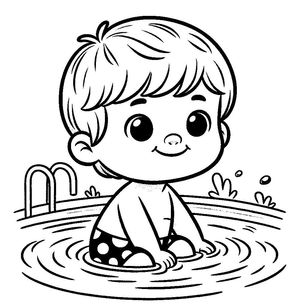 A Child Swimming In A Pool