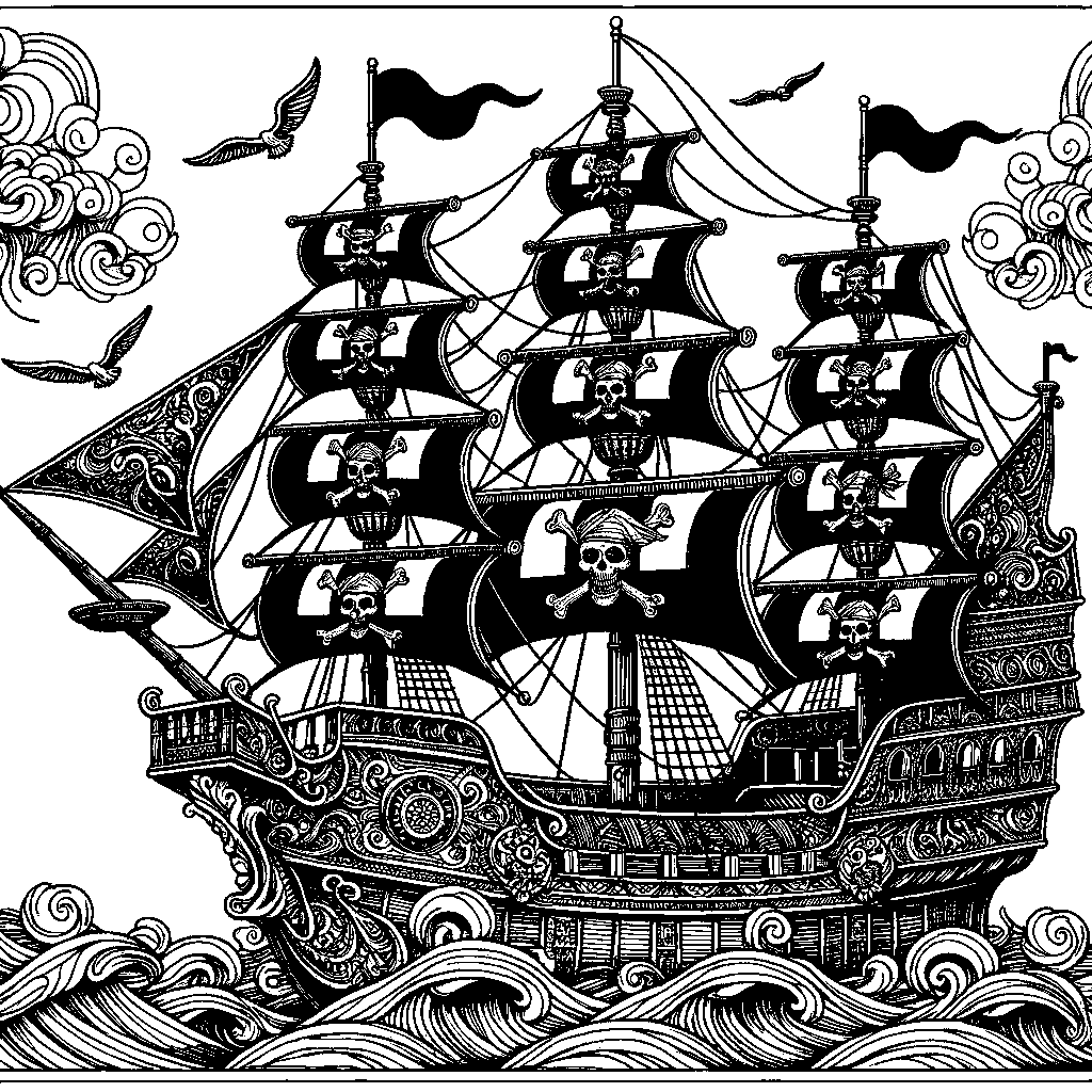 A Pirate Ship With Sails