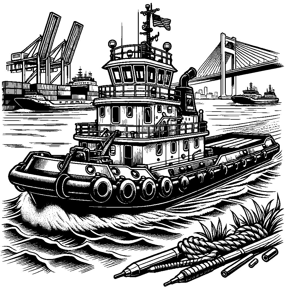 A Tugboat Pushing A Barge