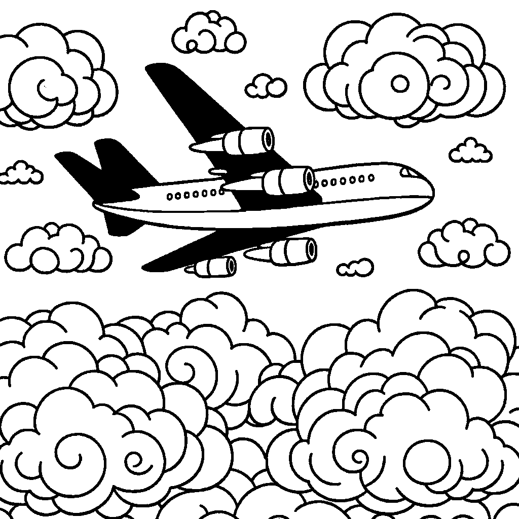 An Airplane Flying Through Clouds