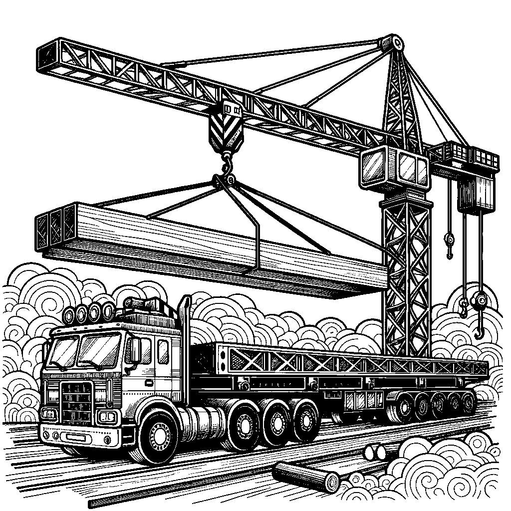 A Crane Lifting A Beam