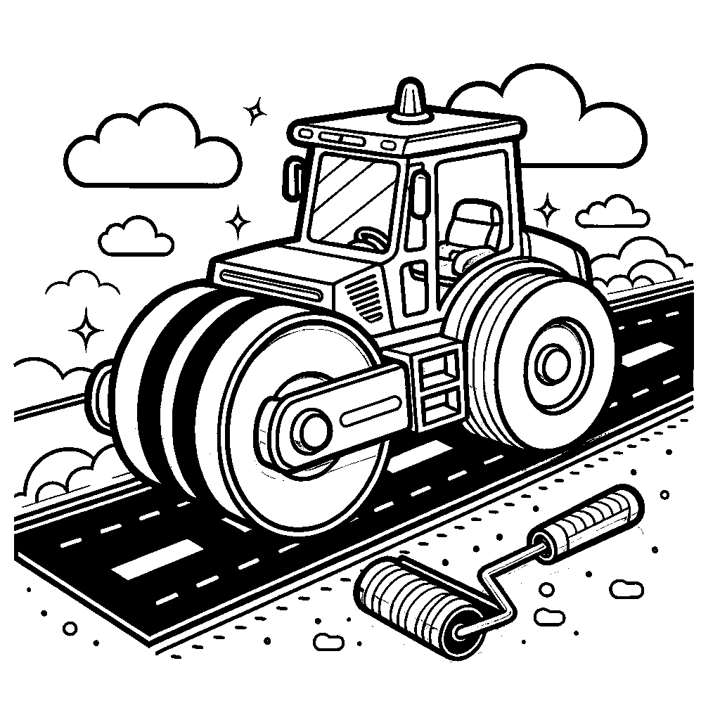 A Road Roller Paving A New Road