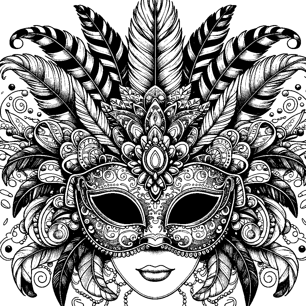 A Carnival Mask With Feathers And Decorations