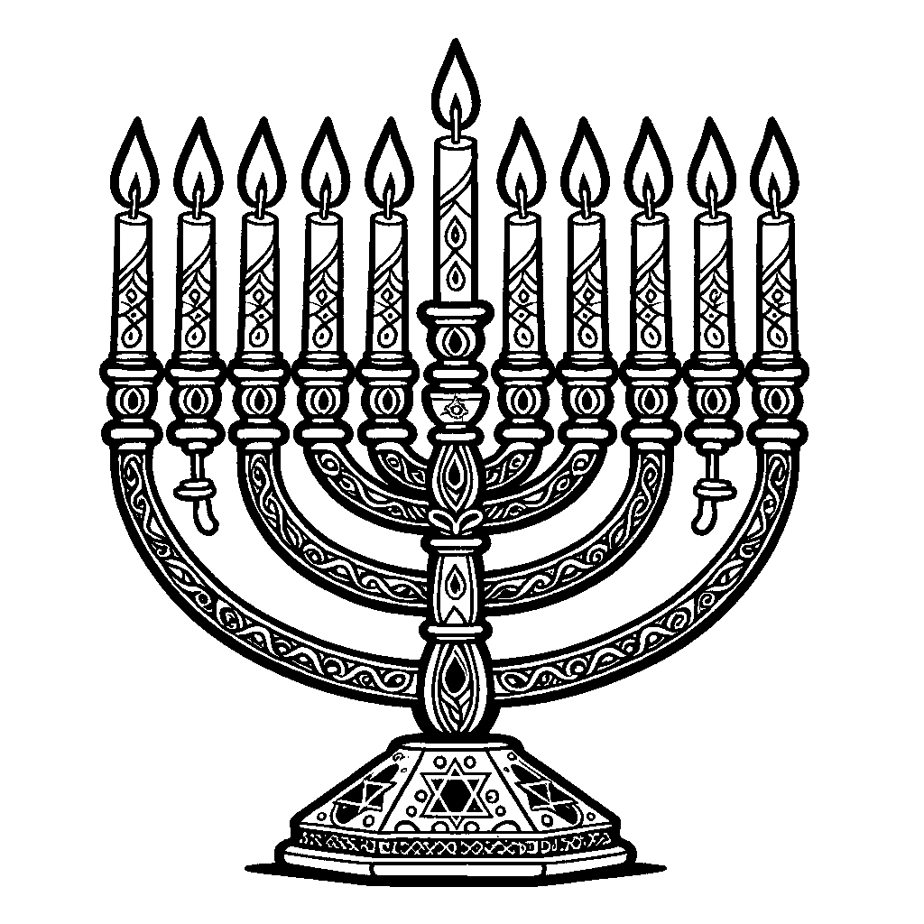 A Hanukkah Menorah With All Candles Lit