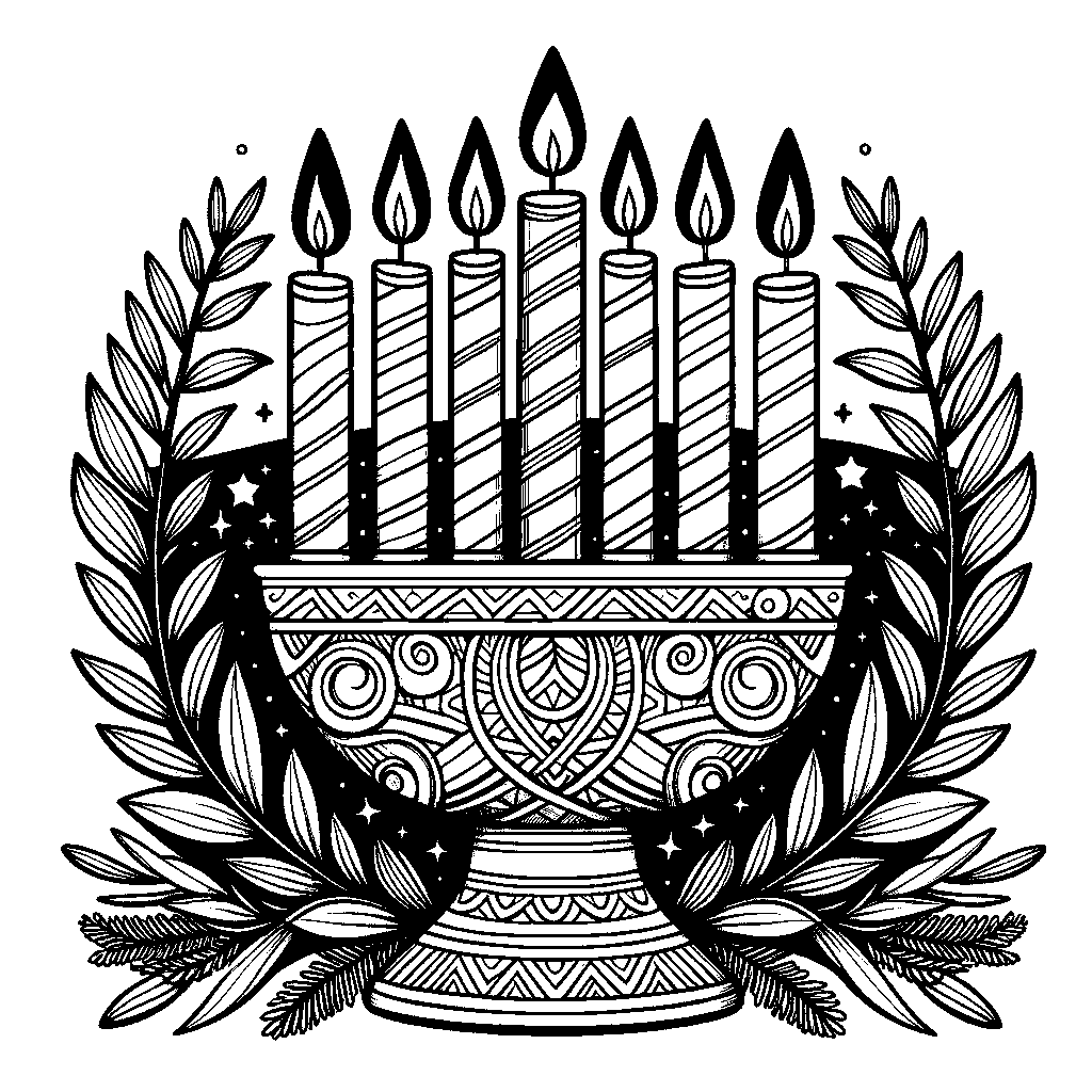 A Kwanzaa Kinara With Seven Candles
