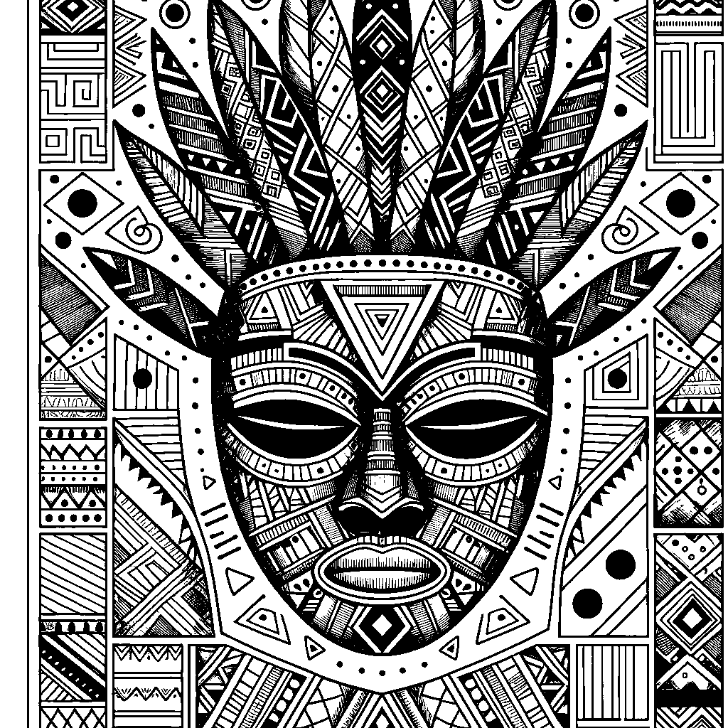 An African Tribal Mask With Geometric Patterns