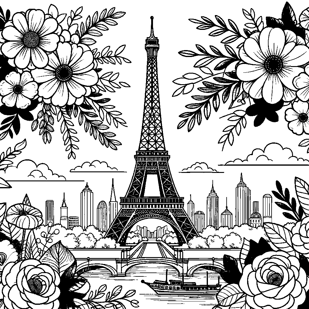 The Eiffel Tower With Flowers Around It